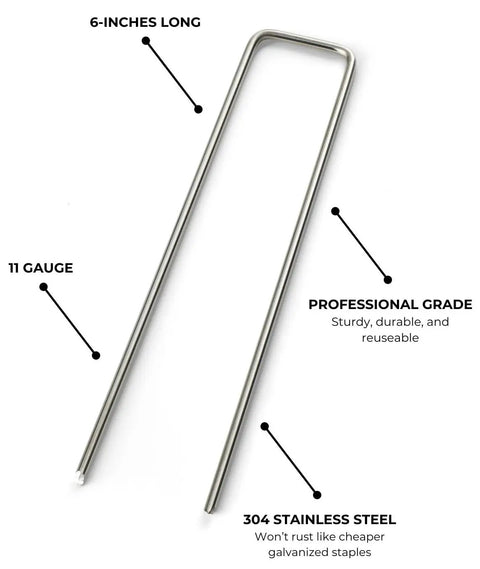 Beefy 6 Inch 11 Gauge Stainless Steel Landscape Staples For Landscape Fabric And Drip Irrigation Lines Rust Resistant 304