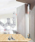 Heavy Duty 270 Degree Stainless Steel Invisible Door Hinge Set for doors and cabinets, shown with screws on wooden surface.