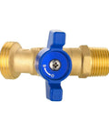 Pro Level Outdoor Spigot With One Half Inch Male Npt Inlet Plus Three Quarter Inch Male Ght Hose Bibb Fitting close-up view of brass valve