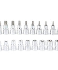 19 Piece Set 2 Inch Drive Star Hex Socket Bit Kit For Car Repair And Maintenance with male and female sockets on white background