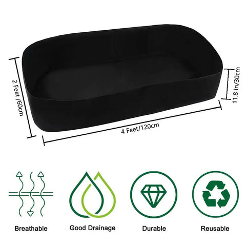 Fabric Raised Garden Bed 2Ft By 4Ft No Fuss Durable Planting Bed For Vegetables, Plants, And Flowers with icons showing features