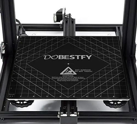 Cuttable 3D Printer Heat Bed Build Surface With Premium Adhesive, 4 Pack, installed on FDM printer, featuring grid lines.