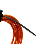 Heavy Duty 12 Inch Nylon Cable Ties With Screw Mount Head 50 Pound Tensile Strength Clear White Zip Cords, black tie securing orange cables.