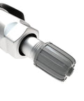 Close-up of TPMS Sensor 42607-33021 Compatible With Toyota Lexus Scion Pontiac, showing detailed valve design and metallic finish