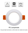 2 Inch LED Recessed Lighting Kit Energy Saver Dimmable Downlight 3W Replaces 35W Halogen CRI80 5000K Daylight White Ceiling Light front view