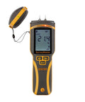 SurveyMaster Dual Function Moisture Meter with Pin and Non Invasive Modes, large display showing 21.4% reading