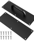12 Inch Stainless Steel Push Pull Door Handle Set With Black Finish Including Mounting Screws, pull and push plates