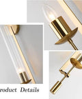 Modern Long Tube Wall Sconce In Brushed Gold Metal And Frosted Glass Casting A Super Chic Warm Glow to showcase product details.