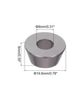 M8 Cone Cup Washers Anodized Aluminum Titanium Gray with dimensions, designed for RC Drones Cars and Modded Builds, top view.