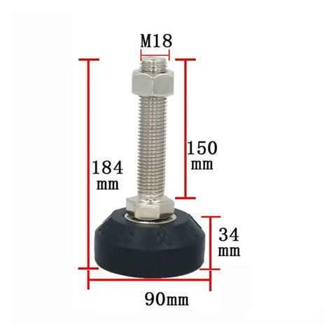 Heavy Duty Adjustable Leveling Feet Set Of 8 With Rotating Bases To Keep Workbenches Dead Center While Handling Rough Tasks No Sweat And Protecting Your Shop Floors, M18 size, 184mm height with 90mm base.