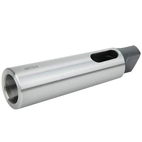 MT5 to MT4 tapered reducing drill sleeve, high-speed steel, precision machined, side view