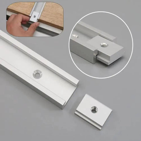 Pro Grade Aluminum T Track Slot Miter Jig For Woodworking Telescopic T Slot Rail with sliding blocks, silver finish