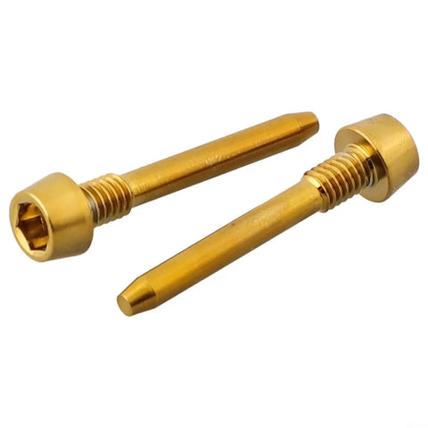 Upgrade Your Ride With These Gold 4 Pcs Alloy Disk Brake Pad Pins For Shimano Mt Series Bikes. This M4x26mm Retaining Screw Kit Locks Disc Calipers Securely To Stop Squeaks And Boost Control On Any Mountain Bike Trail Today. gold alloy brake pad pins, M4x26mm