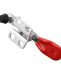 Heavy Duty Quick Release Toggle Clamp Vertical Hand Clip For CNC Woodworking And Metalworking, 27Kg Holding Power, 80mm Horizontal Hinged Clamp, Fast Clamping, Built Tough Metal Construction, Silver Finish, red handle