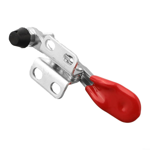 Heavy Duty Quick Release Toggle Clamp Vertical Hand Clip For CNC Woodworking And Metalworking, 27Kg Holding Power, 80mm Horizontal Hinged Clamp, Fast Clamping, Built Tough Metal Construction, Silver Finish, red handle