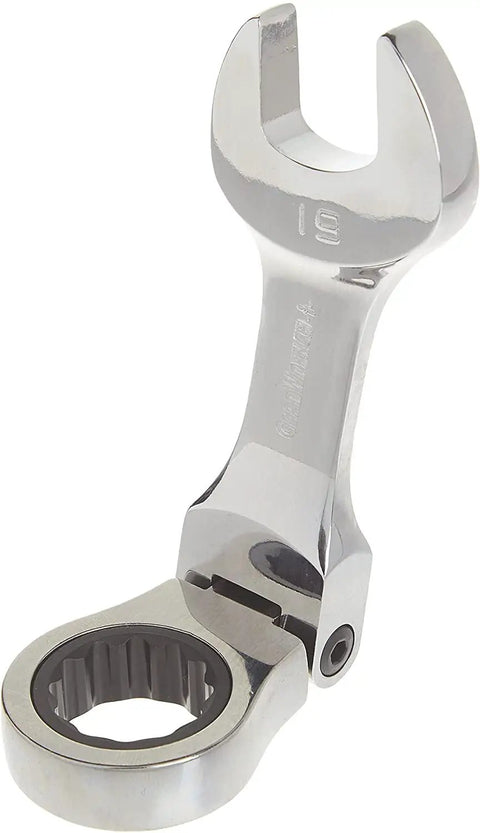 10-Pc Metric Stubby Flex-Head Ratcheting Wrench Set, 12-Point, Off-Corner Loading for strong grip, durable chrome finish