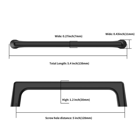 Step Up Your Game With These 10 Pack 5 Inch Matte Black Cabinet Pulls Rocking A Slick Dark Finish Perfect For Heavy Duty Drawer Handles And Cupboards Lifetime Warranty Included, showing dimensions.