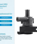 Beefy Auxiliary Cooling Pump With Conduit Plug And Seal Ring Drop In Fix For Audi A3 Q3 TT And VW Rides, black coolant pump, OEM standard replacement.