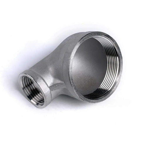 Top Tier 304 Stainless Steel 90 Degree Elbow Reducer Pipe Fitting 3/4 To 1/2 Inch Npt Female Thread side view