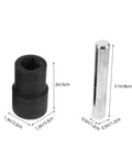Easy Impact Socket Bolt Extractor Kit For Stripped Nuts And Screws With Steel And Plastic Build Precision Gear 17 19 21 22 24mm Sizes Perfect Garage Fix And Auto Repair Tool To Break Loose Frozen Fasteners Quick And Dirty, black socket and steel pin with size markings