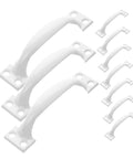 Versatile Outdoor Metal Cabinet Pulls And Door Handles for fence gates, dressers, closets, drawers; shown in white set; weatherproof hardware