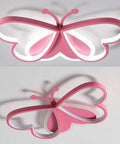 Butterfly LED Flush Mount Ceiling Light For Kids Room, Modern Iron And Acrylic Ceiling Lamp With Pink White Light