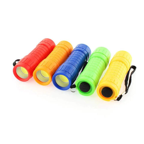 30 Pack Mini Flashlight Set With COB LED, Handheld Lights, Five Colors shown with Lanyards Included, ideal for kids and outdoor use