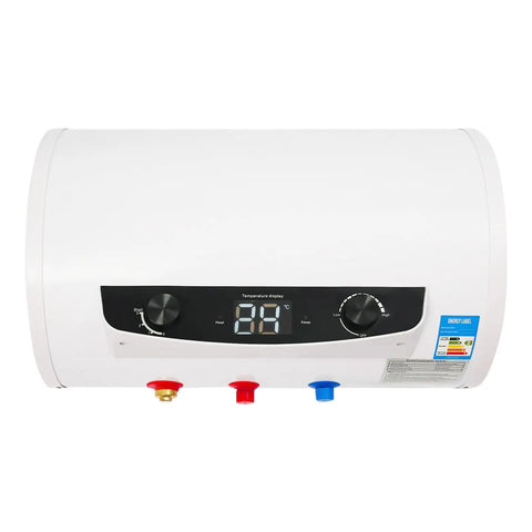 Wall Mounted Electric Tank Water Heater Boasts Kickin Hot Water Flow For Quick Showers And Cooking Tasks Featuring Fast Heating Elements And Spacious Capacity, showing control panel and connections.