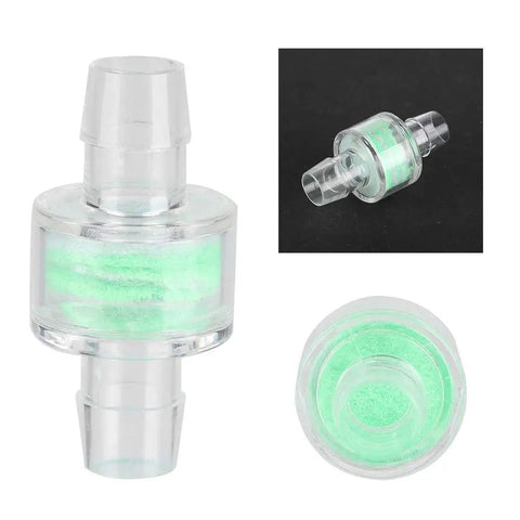 Heavy Duty 10 Pack Three Layer Liquid Cooling Filter For Pc Water Cooling Systems Abs Dual Cotton Strainer in clear plastic with green mesh.