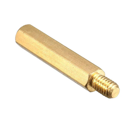 M4x25mm Plus 6mm Male Female Hex Brass PCB Spacer Standoff 20 Pack For FPV Drone Quadcopter showing detailed brass standoff.