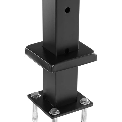 Close-up view of Built Solid Ready To Rock Pre Drilled Cable Railing Post Kit With 12 Holes For Level Decks And Balconies 42 Inch High black steel post mount.