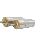 Heavy Duty DC Gear Motor With Precision Speed Reduction Box For DIY Car And Boat Models, showcasing two metallic gear motors.