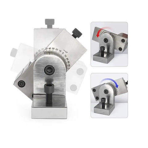 Versatile EDM Dedicated Fixture With 360 Degree Swivel Clamp showcasing angles and detailing for wire cutting on all-metal base