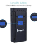 Front view of Pocket Size 1D Wireless Barcode Scanner with Bluetooth 3 In 1 2.4G and USB Wired Connectivity, highlighting buttons.