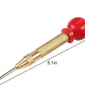 Slick Badass Automatic Center Punch For Metal And Woodworking With Precise Spring Loaded Marking Tool Game Changer For Diy Workshop Projects No Sweat Positioning Handheld Steel Gold Finish 5.1-inch tool with red cap.