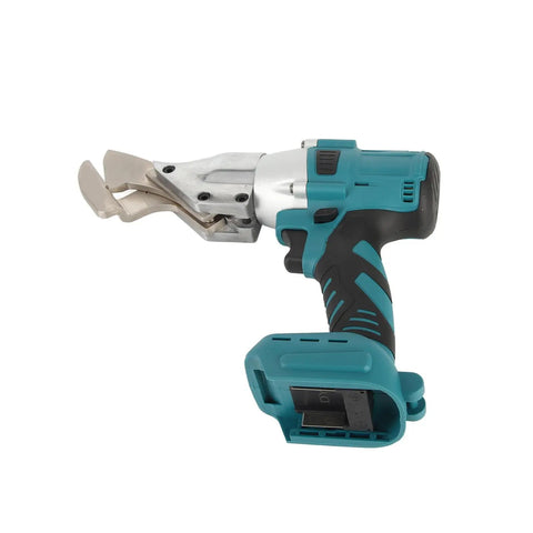 Heavy Duty Cordless Electric Metal Shears With 360 Degree Rotating Head For Cutting Sheet Metal Roofing And Wire Mesh Robust Abs Design Easy Grip Power Tool For Pro And Diy Projects Fast Clean Cuts side view with ergonomic handle