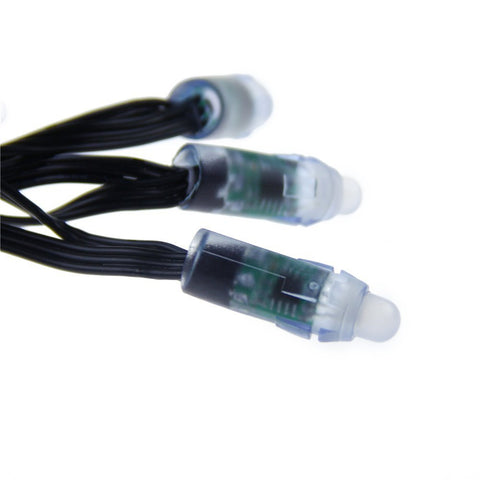 Close-up of Lit 500 Pack WS2811 LED Pixel String Lights, 12mm Round, Waterproof IP68, 12V, Individually Addressable RGB LEDs