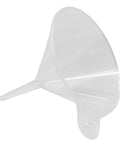 Ten Pack Filter Funnels With Three Point Six Inch Wide Openings Made From Chemical Resistant Polyethylene, side view.