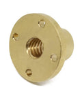 Close-up of brass nut from 700mm T10x8 Lead Screw With Brass Nut Kit For 3D Printer And CNC Machine Z Axis, 2mm Pitch, 4 Starts, 8mm Lead