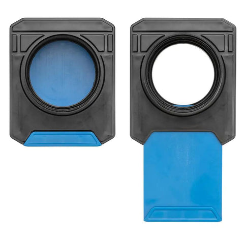 4 Inch To 4 Inch Tool Blast Gate Self Cleaning Power Tool Dust Collection Accessory with Flexible Tool Port, black and blue.