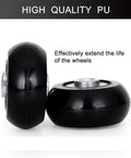 50mm Luggage Replacement Wheels Set Of 4 For Suitcases, Silent PU Swivel Caster Wheels, Durable Bearing, Black, Side View
