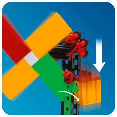 Advanced Funny Machines Construction Kit With 585 Parts For Building 3 Dope Models Like Marble Run And Cable Car Courses Trigger Domino Effects Launch A Catapult And Easily Integrate Dominoes Or Other Toys For Endless STEM Fun chain-reaction model with moving blocks