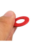 Insulated Red Steel Paper Gasket Spacer Set Kit With 415 And 1105 Pieces M2 M2.5 M3 M4 M5 M6 M8 M10 M12 Washers And Ring Pads For DIY Home Repairs And Everyday Projects, red washer held by hand