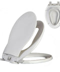 No Sweat Soft Close Square Toilet Seat With Built In Toddler Training Contour, slick design and quick release hinges.