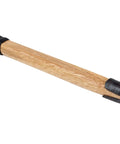 Close-up of wooden handle on Heavy Duty Pro Grade Metal Garden Hoe Set for Weeding and Planting, focus on durability and design