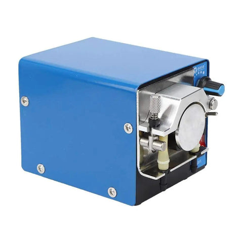 Peristaltic Liquid Pump With Adjustable Speed And Two Way Flow For Lab Dosing And Vacuum Applications Durable Hose Pump With Silicone Tubing Strong Suction And Precise Fluid Transfer shown in side view