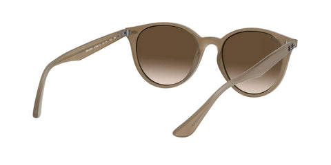 Lightweight Beige Round Sunglasses With Brown Gradient Lenses 53Mm Unisex Plastic Frame Made In Italy
