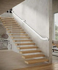 Top Shelf Galvanized Steel Stair Railing With Non Slip Grip Wall Mounted Handrail Custom Cut Length For Indoor Outdoor Steps Rock Solid Safety Banister Straight Up Home Upgrade on modern wooden staircase.