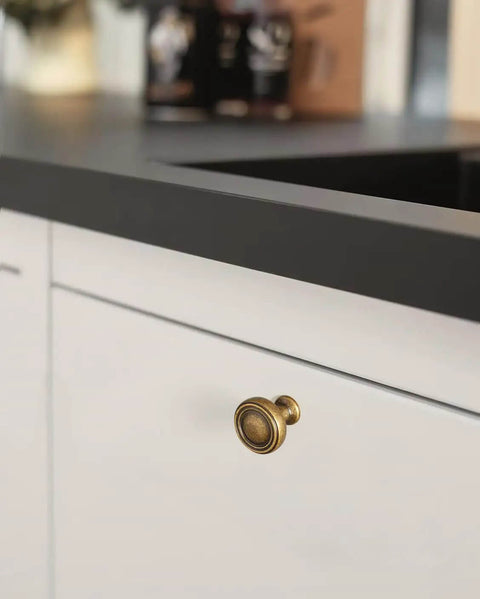 6 Pack Antique Brass Zinc Alloy Cabinet Knobs And Drawer Pulls For Kitchen Cabinets on white cabinet door