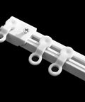 White Ceiling Curtain Track Set With 50 Drapery Carrier Slides For Standard White Traverse Rods Easy Glide Plastic Drape System Built To Last Odor Free Durable Tracks For Living Room Bedroom Windows. White plastic carrier slide on white track